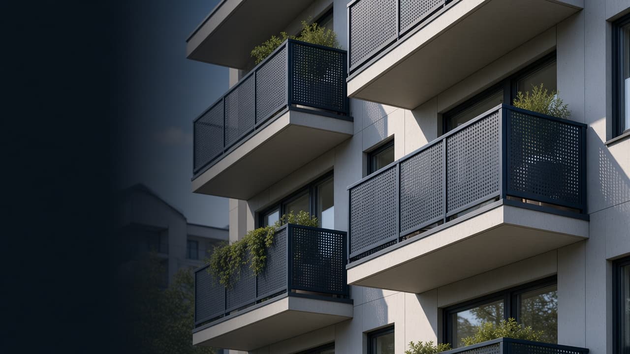 Renovated Nordic balconies with NORDRAIL panels